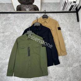 Designer stones pocket jackets long sleeve zipper Badges men tshirt casual coat windbreaker embrodiery mens shirts autumn coats islands jacket Asian size m-3xl