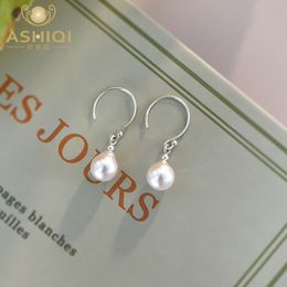 Dangle Chandelier ASHIQI 925 Sterling Silver Natural Baroque Pearl Drop Earrings Fashion Personalised Jewellery for Women 230410