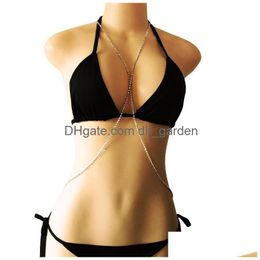 Belly Chains Rhinestone X Style Body Chains Harness Chain Bra Y Fashion Crystal Bikini Jewellery Drop Delivery Jewellery Body Jew Dhgarden Dhcrr