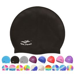 Swimming caps Women Men Waterproof Flexible Silicone Gel Ear Long Hair Protection Swim Pool Cap Hat Cover for Adult Children Kids 230411