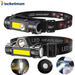 Head lamps Mini COB LED Headlamp With USB Rechargeable Headlight 2 Modes Camping Flashlight Head Light Torch Lamp Lantern P230411