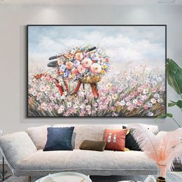 Paintings Abstract Colorful Flower Oil Painting 100% Hand Painted On Canvas Modern Landscape Painting Wall Art For Living Room Decoration 231110