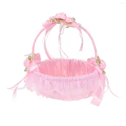 Decorative Flowers Wedding Flower Basket Girl Bowknot Banquet Candy Fruits For Party Christmas