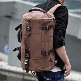 Men's Canvas Backpacks Outdoor Camping Backpack Mens Large Capacity Travel Backpacks Male Multifunctional Shoulder Bags Handbag 230411