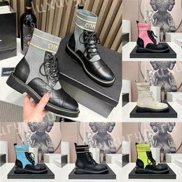 New style Luxury Designers Ankle Boots Women Boots Fashion Colored Round Head Thick Sole Elevated Elastic Martin Boots Lace up Shoes Sock Boots