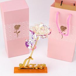 Decorative Flowers 1 PCs Valentine's Day Creative Gift 24k Aluminium Foil Rose Gold Lasting Eternal Love Wedding Decoration Lover