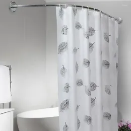 Shower Curtains 1set U/L-Shaped Curtain Rod Retractable Curved 201 Stainless Steel Rail No Punching Bathroom Mounting