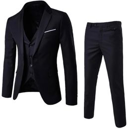 Mens Suits Blazers Men Classic 3piece Set Suit Wedding Grooming Slim Fit Jacket Pant Vest Black Grey Blue Burgundy Plus Szie S6XL 231110