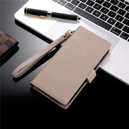 Wristband Litchi Grain Zipper Phone Case for iPhone 15 Plus 14 13 Pro Max Google Pixel 8 8Pro 7 7A 7Pro 6 6A Bracelet Lychee Pattern Leather Foldable Wallet Chain Shell