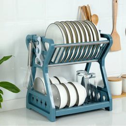 Kitchen Storage Household Dish Drying Rack Supplies Drain Multifunctional Double-Layer Philtre Kichen Tools