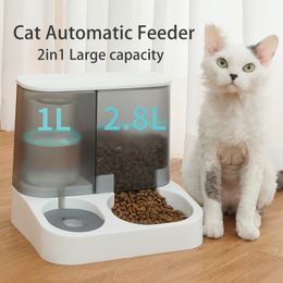 Cat Bowls Feeders Large Capacity Automatic Feeder Water Dispenser Wet and Dry Separation Dog Food Container Drinking Bowl Pet Supplies 230410