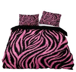 Bedding sets American Style Bedding Set 240x220 Pink Leopard Pattern Duvet Cover with Pillowcase Single Double King Comforter Bed 9194519