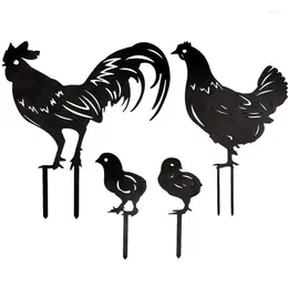 Garden Decorations Chicken Metal Yard Stakes 4pcs/set Insert Rooster Hen Decor Animal Silhouette For Park Walkway Patio