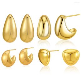 Stud Earrings Water Drop For Women Girls Metal Smooth Simple Design Trendy Chunky Jewellery Gifts Commute 2023