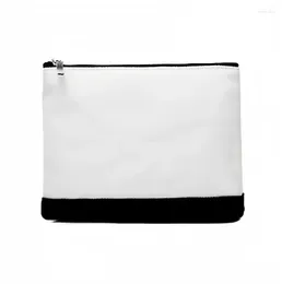 Cosmetic Bags 5pcs Cosmeic Sublimation DIY White Blank Patchwork Black Cotton Linen Large Capacity Storage Bag