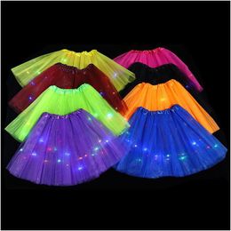 Other Event Party Supplies Led Skirt Glow Light Tutu Luminous Halloween Festival Birthday Christmas Tree Gift Xmas 28 Year Dhnp1