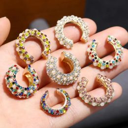 Stud 1pc Fashion Women Solid CZ Cuff Earrings C-shaped Cubic Zirconia Ear Cuff Statement No Piercing Earrings Gift Party Accessories 231010101