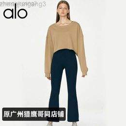 Desginer Aloo Yogafitness exercise wide leg pants high waist peach hips tight skinny flared capris