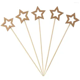 Forks 50 Pcs 5.5 Inch Five Pointed Star Bamboo Skewers Disposable Fruit