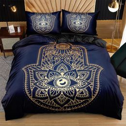 Bedding Sets Classic Bohemian Design Duvet Cover Palm Boho Set 3 Piece Quilt/Comforter Covers And Pillow Shams Blue Bed Linens