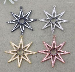 Pendant Necklaces 5pcs Charm CZ Star Beads Metal Copper Micro Pave For Jewelry Necklace Making