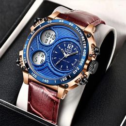 Wristwatches 2023 LIGE Sports Watch Men Top Waterproof Wristwatch Quartz Analog Military Digital Watches Relogio Masculino