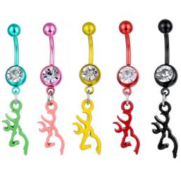 Navel Bell Button Rings D0068 Browning Deer Belly Ring Mix Colours Drop Delivery Jewellery Body Dhgarden Ot0Ep