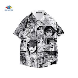 Men's Casual Shirts Japan Horror Manga Junji Ito Shirt 3D Printed Tomie Girl Hawaiian Shirt Summer Casual Beach Shirts Short Sleeve Oversized Tops 230410