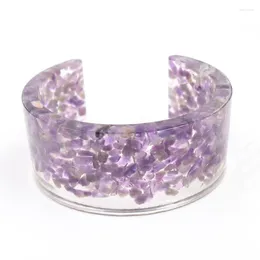 Bangle FYJS Unique Amethysts Crystal And Resin Open Green Howlite Stone Ethnic Style Jewellery