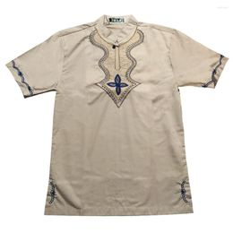 Men's T Shirts Dashikiage Vintage Men's Short Sleeve Stand-up Collar With Single Button Summer Tops Exquisite Embroidery Loose T-shirt