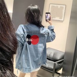 23 Autumn/winter Correct Version b Home Fashion Week Show Style Mastercards Letter Embroidered Men's and Women's Denim Coat Jacket