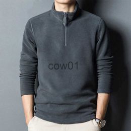 Men's T-Shirts Autumn Winter Men Double-sided Fleece Business T-Shirt Zipper Stand Collar Pullover Fashion Casual Long Sleeve Solid Warm Tops J231111