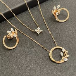 Goldkette Blume Schlüssel Diamant Anfangsanhänger Halsketten für Frauen Männer verbinden trendige Designer Modeschmuck Party Weihnachten Hochzeitsgeschenke Geburtstag Verlobung Mädchen