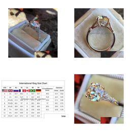 Solitaire Ring High Quality Womens Rings Fashion Gemstone Sier Engagement For Women Jewellery Round Simated Diamond Dro Dhgarden Ot9Z8