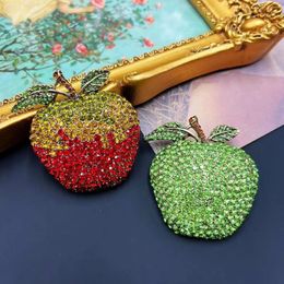 Brooches Vintrage Apple Colour Rhinestone Red Green Sweet Little Refreshing Couple Brooch