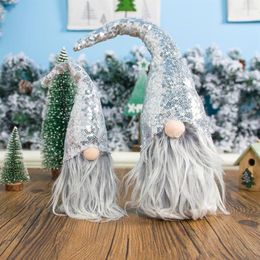 2pcs set Merry Christmas Sequin Swedish Santa Gnome Plush Doll Ornament Handmade Elf Toy Holiday Home Party Decor M76D2516