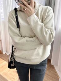 Women's Sweaters New 2023 Women Half-zip Sweater Rhines Autumn Winter High Street Chic nning Fashion Design Trendy Stylish Casual S zln231111