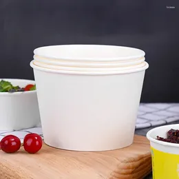 Take Out Containers 50pcs Disposable Paper Bowls Circular Food Salad Takeaway Boxes Fast Restaurants Eco-friendly Packaging
