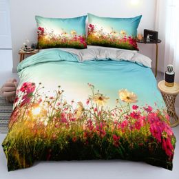 Bedding Sets 3D Pink Bed Linens Plants Design Quilt Covers Pillowcase Set Flower Custom 180x210cm Double Size Gray Home Texitle