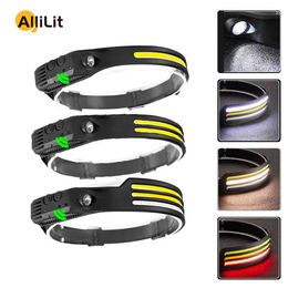 Head lamps AlliLit COB LED Portable Floodlight Headlight Mini Multi-functional Strong Light Induction Headlamp Outdoor Camping Fishing P230411