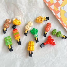 Hair Accessories Cute Grilled Skewers Hairpin Simulation Food Vegetable Fish Fun Barbecue Side Clip Girl