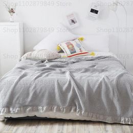 Blankets Cotton Soft Bed Plaid Home Japenese Knitted Blanket Summer Ruffles Warm Throw Bedspread Coverlet