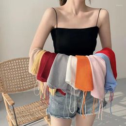 Women's Tanks Korean Style Women Summer Camis Solid Colour Knitted Sleeveless Tees Female Tops All-match Slim Fit Vest