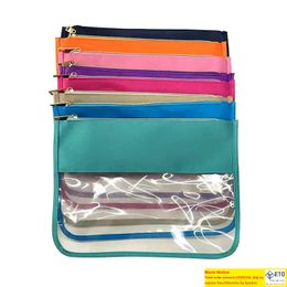 Clear Flat Nylon Pouch Bag Portable Waterproof With Metal Zipper Pouches Nylon Cosmetic Bags Large Capacity Storage Case For Party Gift