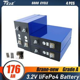 3.2V 176Ah Lifepo4 Battery Rechargeable 4PCS 12V Solar Home For Boat Golf Cart RV Lithium Iron Phosphate Cell US EU Tax Free