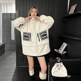 womens Fashionable white designer womens classic double-sided Woollen womens wool letter pattern coat