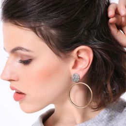 Dangle Earrings Punk Fashion Jewellery Luxury Crystal Star Big Circle Round Drop For Women Double Use Charm Accessories