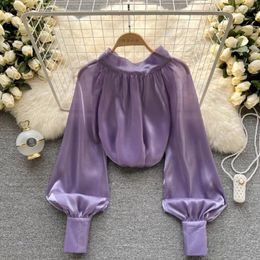Women's Blouses Spring And Autumn Gentle Wind Mesh Ribbon Shirt Top Design Sense Small Pearl Chiffon