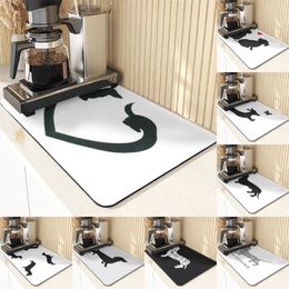 Table Mats Cartoon Animal Style Silicone Dish Mat Drainer Diatomaceous Earth Dachshund Printing Decorative Dining Centerpiece Cups