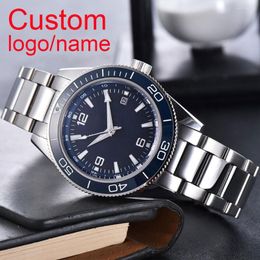 Wristwatches Custom Logo/Name 41MM Sapphire Fashion NH35 Lume Automatic Mechanical Sport Watch Strap Male Clock Relogio Masculino